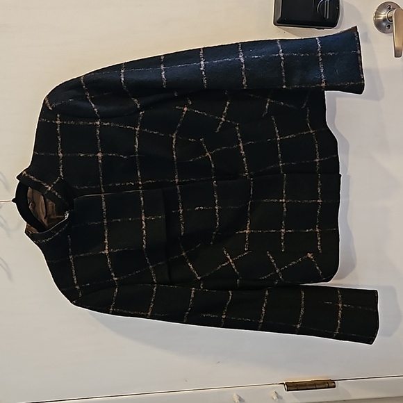 AKRIS Black and Brown Window Pane Wool Blend Jacket 14 - Picture 2 of 9
